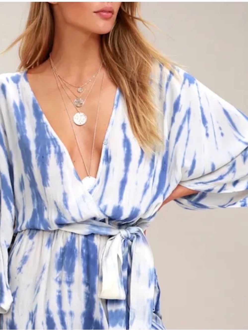 Lulu's Blue and White Tie-Dye Maxi Dress